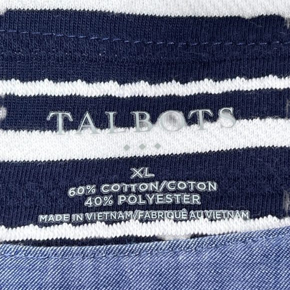 TALBOTS Navy Blue and White Striped Nautica Harbor 3/4 Sleeves Top Women's XL - Picture 15 of 16